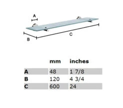 Smedbo Home 600mm Frosted Glass Bathroom Shelf -Duravit Store QS S151 2 mn