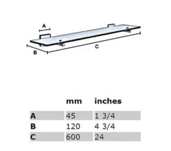Smedbo House 600mm Frosted Glass Bathroom Shelf -Duravit Store QS S173 2 mn