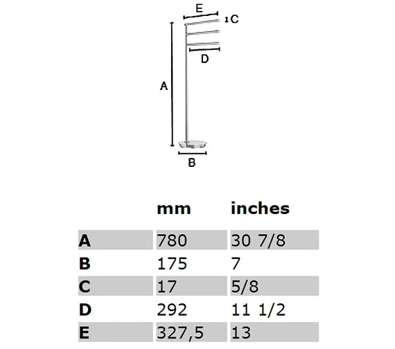 Smedbo Outline Lite Free Standing Polished Stainless Steel Triple Towel Rail Base Round 5 Smedbo Outline Lite Free Standing Polished Stainless Steel Triple Towel Rail Base Round - Image 3