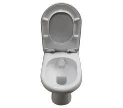 RAK Compact Deluxe 45cm High Rimless Close Coupled Full Access White WC Without Seat -Duravit Store QS V10037 4 mn
