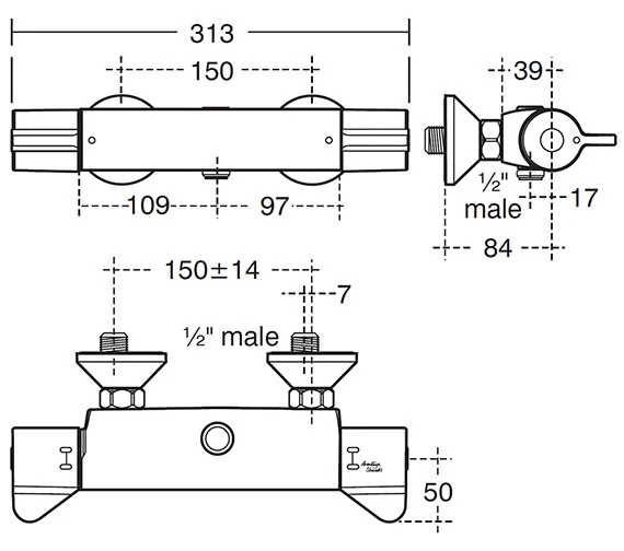 Armitage Shanks Contour 21 Exposed Thermostatic Bar Shower Valve 4 Armitage Shanks Contour 21 Exposed Thermostatic Bar Shower Valve - Image 2