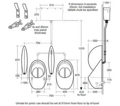 Armitage Shanks Contour 67cm Concealed Urinal With Rimless HygenIQ Bowl -Duravit Store QS V15082 2 mn