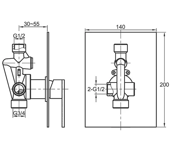 Imex Bloque Concealed Chrome Manual Shower Valve - With Or Without Diverter 4 Imex Bloque Concealed Chrome Manual Shower Valve - With Or Without Diverter - Image 2