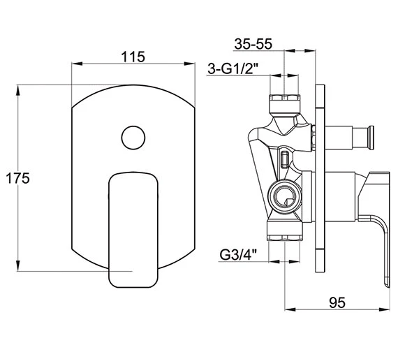 Imex Flite Chrome Concealed Manual Shower Valve - With Or Without Diverter 6 Imex Flite Chrome Concealed Manual Shower Valve - With Or Without Diverter - Image 4