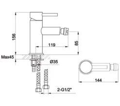 Imex Ivo Chrome Single Lever Bidet Mixer Tap With Clicker Waste -Duravit Store QS V15210 2 mn