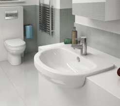 IMEX Ivo White 550mm 1 Tap Hole Semi Countertop Basin - LS1076 -Duravit Store QS V15294 3 mn
