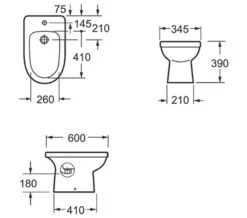 IMEX Ivo White Floor Standing 1 Tap Hole Bidet - 600mm Projection -Duravit Store QS V15298 2 mn