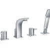 Flova Essence 4 Hole Diamond Chrome Finish Bath-Shower Mixer Tap With Handset And Hose