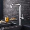 Crosswater Cucina Tube Stainless Steel Side Lever Kitchen Sink Mixer Tap 306mm