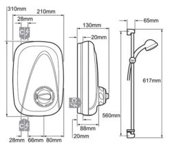 Mira Vigour Thermostatic Power Shower White And Chrome 1.1532.353 -Duravit Store QS V19332 2 mn