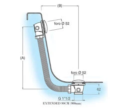 Crosswater Bath Click Clack Waste Extended 900mm - BTW0202C -Duravit Store QS V21957 2 mn