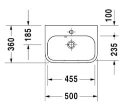Duravit Happy D2 500 X 360mm Furniture Handrinse Basin -Duravit Store QS V24800 2 mn