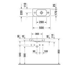 Duravit Happy D2 500 X 220mm Handrinse Basin -Duravit Store QS V24817 2 mn