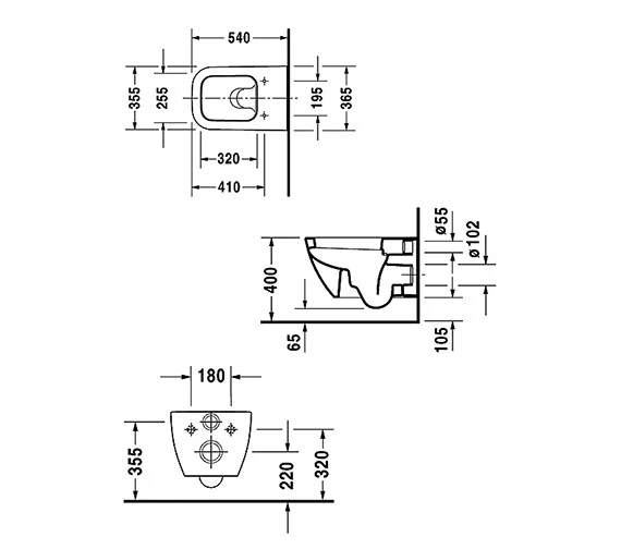 Duravit Happy D2 365 X 540mm Wall Mounted Toilet 4 Duravit Happy D2 365 X 540mm Wall Mounted Toilet - Image 2