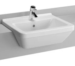 VitrA S50 Square 550mm 1 Tap Hole White Semi Recessed Basin