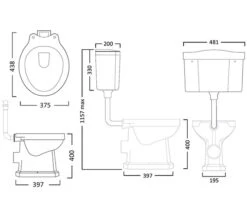 Tavistock Vitoria White WC Pan 438mm With Low Level Cistern -Duravit Store QS V26822 2 mn
