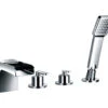 Flova Cascade Diamond Chrome 4 Hole Bath-Shower Mixer Tap With Handset And Hose -Duravit Store QS V27081 1 mn