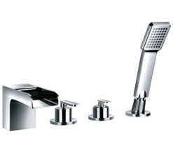 Flova Cascade Diamond Chrome 4 Hole Bath-Shower Mixer Tap With Handset And Hose