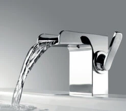Flova Cascade 110mm High Diamond Chrome Basin Mixer Tap With Clicker Waste
