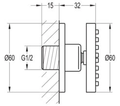 Flova Design Diamond Chrome Round Shower Body Jet 5 Flova Design Diamond Chrome Round Shower Body Jet -Duravit Store QS V27128 2 mn