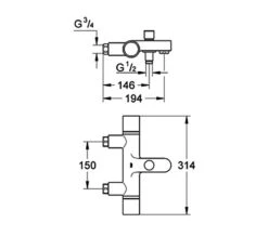 Grohe Grohtherm 1000 Cosmopolitan Chrome Thermostatic Bath Shower Mixer Tap -Duravit Store QS V28704 2 mn
