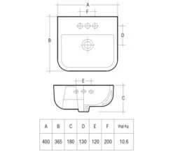 RAK Series 600 1-Tap Hole 400mm Wall Hung Basin -Duravit Store QS V30121 2 mn