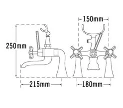 Tre Mercati Charleston Pillar Mounted Chrome Bath Shower Mixer Tap With Kit -Duravit Store QS V31467 2 mn
