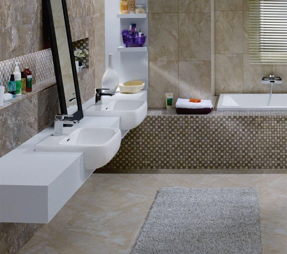 RAK Metropolitan 1 Tap Hole Semi Recessed White Basin 520mm - METSRBAS1 3 RAK Metropolitan 1 Tap Hole Semi Recessed White Basin 520mm - METSRBAS1