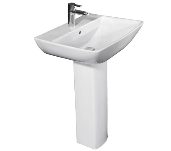 RAK Summit 1 Tap Hole White Basin With Full Pedestal 600mm 4 RAK Summit 1 Tap Hole White Basin With Full Pedestal 600mm - Image 2