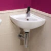 RAK Compact 1 Tap Hole 440mm Wall Hung Corner Basin White - COMCNRB1 -Duravit Store QS V36338 5 mn