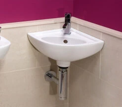 RAK Compact 1 Tap Hole 440mm Wall Hung Corner Basin White - COMCNRB1