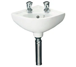RAK Compact 1 Tap Hole 440mm Wall Hung Corner Basin White - COMCNRB1 -Duravit Store QS V36338 6 mn