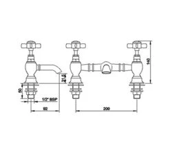 Nuie Beaumont Luxury Bridge Basin Mixer Chrome Tap -Duravit Store QS V36567 2 mn