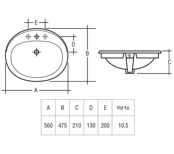 RAK Mira Over Counter 560mm White Vanity Bowl 4 RAK Mira Over Counter 560mm White Vanity Bowl - Image 2