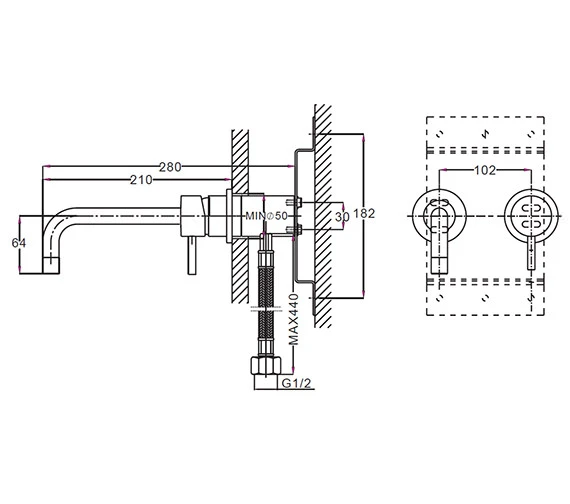 Crosswater Kai Lever Wall Mounted Chrome 2 Hole Basin Mixer Tap Set 5 Crosswater Kai Lever Wall Mounted Chrome 2 Hole Basin Mixer Tap Set - Image 3