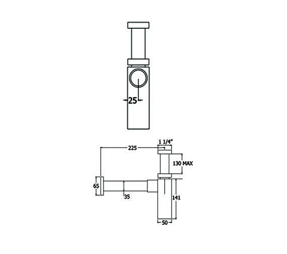 Deva Vision 1 And 1-4 Inch Chrome Bottle Trap With Wall Extension - Vsn625 4 Deva Vision 1 And 1-4 Inch Chrome Bottle Trap With Wall Extension - Vsn625 - Image 2