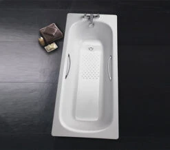 Twyford Celtic White Slip Resistant Steel Bath With Grips And Legs 1600 X 700mm -Duravit Store QS V43295 6 mn