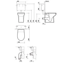 Twyford Sola White Rimless 400 Back-To-Wall WC Pan 508mm - SA1968WH -Duravit Store QS V43349 2 mn