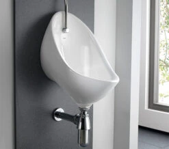 Twyford Clifton Pair Of White Urinal Set With Exposed Flush Pipe And Cistern -Duravit Store QS V45443 8 mn