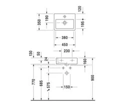 Duravit Vero 450mm 1 Tap Hole Ground Handrinse Washbasin -Duravit Store QS V45477 2 mn
