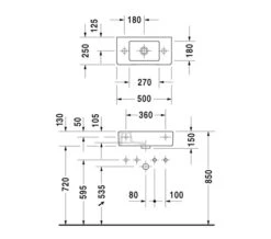 Duravit Vero White Alpin 500 X 250mm Furniture Handrinse Washbasin -Duravit Store QS V45478 2 mn
