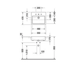 Duravit Vero 550 X 470mm Semi Recessed 1 Tap Hole Basin -Duravit Store QS V45486 2 mn