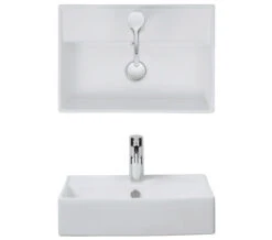Crosswater Turin Wall Mounted 500mm Wide White Rectangular Basin