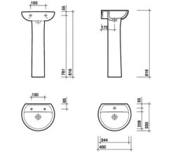 Twyford Alcona White 400mm Handrinse Basin -Duravit Store QS V49199 2 mn