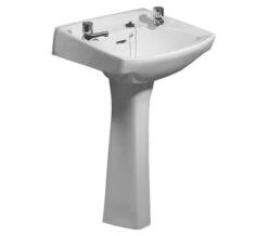 Twyford Classic White Washbasin 560 X 415mm - 2 Tap Hole - CC4212WH -Duravit Store QS V49209 5 mn