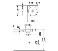 Duravit Architec 360mm Handrinse Basin - 0766350000 -Duravit Store QS V49375 2 mn