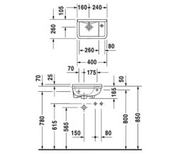 Duravit Starck 3 White Handrinse Basin With Overflow 400mm - 075400000 -Duravit Store QS V49567 2 mn