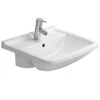 Duravit Starck 3 White Semi Recessed Washbasin 550mm - 0310550000 -Duravit Store QS V49571 1 mn