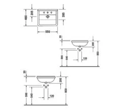 Duravit Starck 3 White Semi Recessed Washbasin 550mm - 0310550000 -Duravit Store QS V49571 2 mn