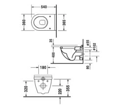 Duravit Starck 3 540mm White Wall Mounted Toilet - 2200090000 -Duravit Store QS V49585 2 mn